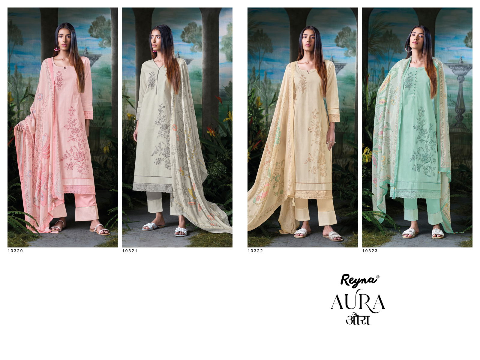 Aura By Reyna Cotton Printed Embroidery Dress Material Orders In India